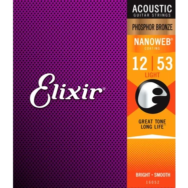 Elixir 16052 Nanoweb Phosphor Bronze Akustik Gitar Teli