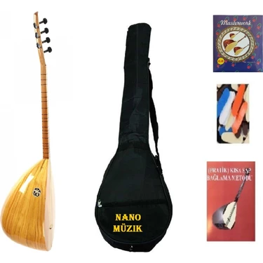 Nano Müzik Kısa Sap Saz Bağlama Seti + Öğretici Kitap( Telefondan Gönderilir) 1 Adet Yedek Tel