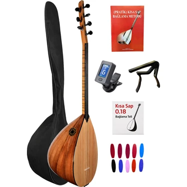 İstanbul Müzik Kısa Sap Maun Gövde Kaliteli Gürgen Sap Saz El Yapımı Bağlama
