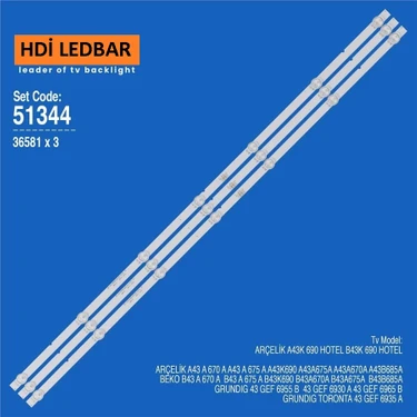 Arçelik  A43K 690  A43 B 685 A  A43 A 675 A  A43 A 670 A LED Bar