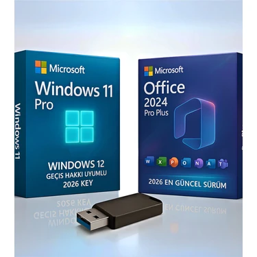 Microsoft Windows 11 Pro + Office 2024/2026 Pro Plus | Orijinal Lisanslı Bootable USB Kurulum