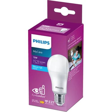 Philips MyCare LED Ampul 13W 1521 Lumen 6500K Beyaz Işık A60 E27 Duy (100W Eşleniği) Yerli
