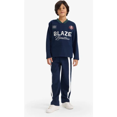 DeFacto 2'li Takım Baskılı Sweatshirt Eşofman Altı Erkek Çocuk