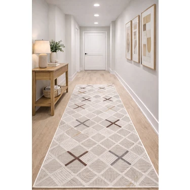 Babil Home Kaymaz Tabanlı Kesme  Salon Koridor Mutfak Yatak Odası Halısı 6006