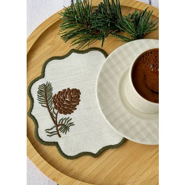Mora Tekstil 6’lı Nakışlı Sunum Peçetesi,kahve Sunum Peçetesi,kokteyl