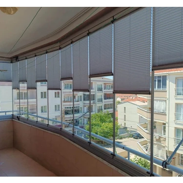 Yazar Home Katlanabilir Cam Balkon Plise Perdesi Gri (Vidalı -