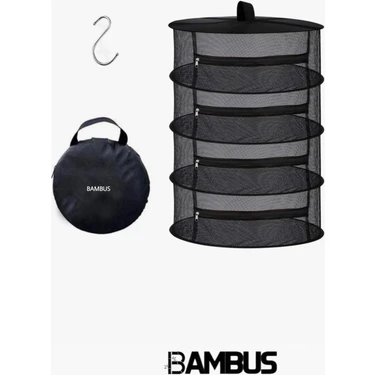 Bambus Home 4 Bölmeli Bitki Kurutma Filesi - Asılabilir ve Katlanabilir
