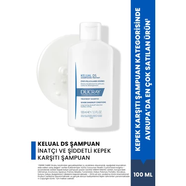 Ducray Kelual DS İnatçı Kepek Karşıtı Şampuan Kepeğe Karşı Etkili ve Hassas Saç Derisi için 100