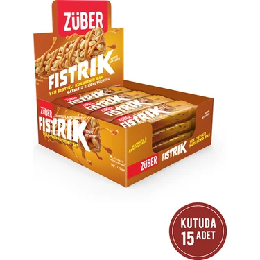 Züber Fıstrık Yer Fıstıklı Kuruyemiş Bar 30G X 15