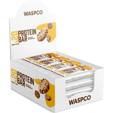 Waspco Kurabiye Aromalı Protein Bar 40g x 12 Adet Glutensiz ve Koruyucusuz Sağlıklı