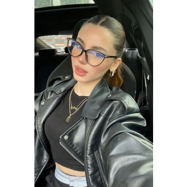 River Siyah Cat Eye Metal Aksesuarlı Mavi Işık Korumalı Blue Block