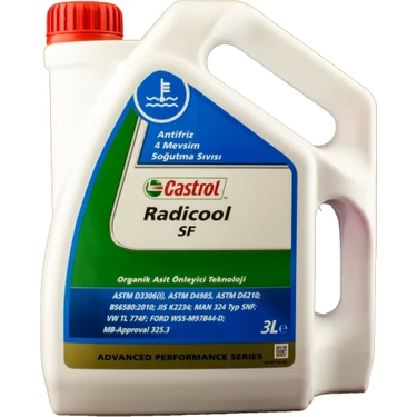 Castrol Radicool SF 3 Litre Organik Kırmızı Antifriz 4 Mevsim Soğutma