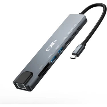 Claw's CHUB008-P 8in1 100W Hızlı Şarj Özellikli Çevirici Hub Çoklayıcı (1x 4K HDMI *1x Usb-C 100W
