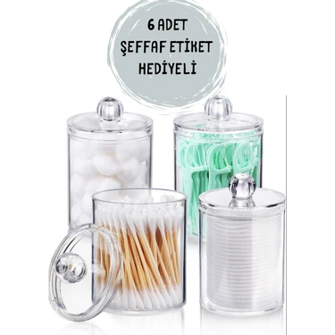 Böğürtlen Home 6'lı Etiket Hediyeli 4'lü Banyo Düzenleyicisi Kulak Pamuğu Pamukluk Diş Ipi Pamukluk