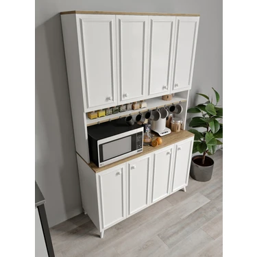 Stella Country Kahve Köşesi Çok Amaçlı Mutfak Dolabı 201 cm Yükseklik 120 cm Genişlik Meşe