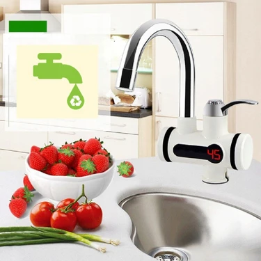 Wevolt Elektrikli Ani Su Isıtıcı Musluk Termal Ani Su Isıtıcı Musluk ve Çelik Siprel Başlık