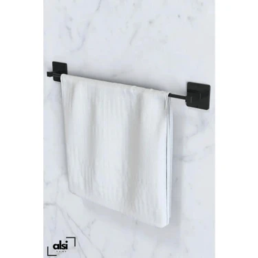 Alsi Home Yapışkanlı Siyah Uzun Havluluk Pratik ve Şık Banyo Mutfak Havluluk