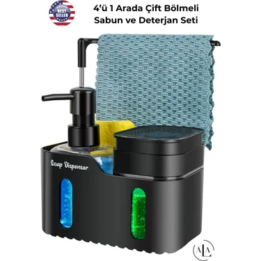Ala Store 4'ü 1 Arada Sabunluk Süngerlik Deterjanlık Bez Askılı Mutfak Tezgahı