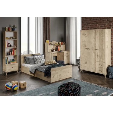 Kzn Home Akasya Modern Genç Odası Takımı Meşe - 4 Parçalı ve Tamamı 1. Kalite