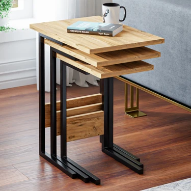 Ceramical ZG3 Metal Ayaklı 3'lü Zigon Sehpa -