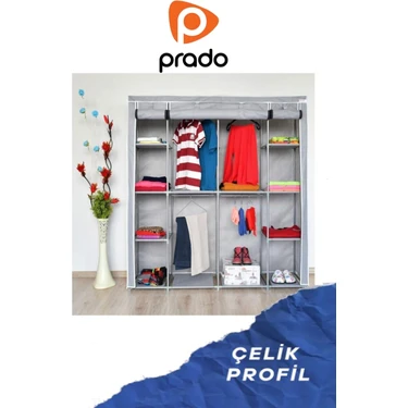 Prado Double Askılıklı Çelik Profilli Bez Dolap
