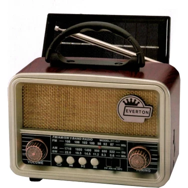 Everton RT-827 Bluetooth-USB-SD-FM Şarjlı Nostaljik Radyo (Solar Güneş