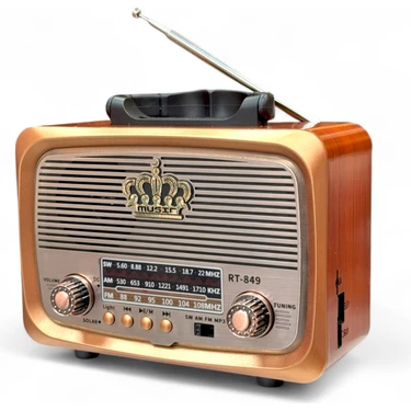 Royal Trend Nostaljik Radyo, LED Detay Güneş Panelli Eskitme Nostalji Radyo(Bluetooth