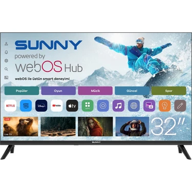 Sunny SN32HMLN-W02S 32'' 80 Ekran Uydu Alıcılı HD Ready webOS  LED