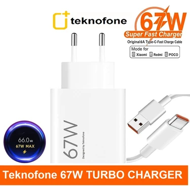 Teknofone Xiaomi Uyumlu 67 Watt Turbo Şarj Cihazı 67W Type-C Turbo Şarj Aleti Cihazı Seti 67
