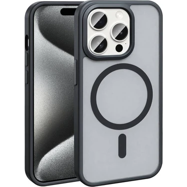Fibaks Apple iPhone 14 Pro Kılıf Kamera Çıkıntılı Magsafe Şarj Destekli Metal Tuşlu Yumuşak Kenarlı