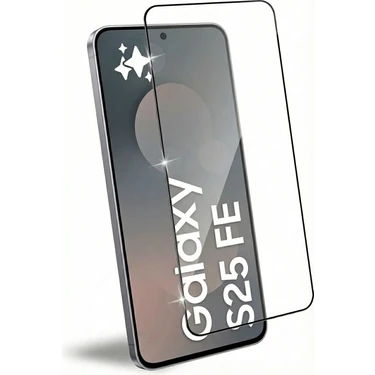 Fibaks Samsung Galaxy S25 Fe Kılıf Kırılmaz Cam Tam Ekran Koruyucu 150CC Antistatik Büyük Kenar 9h