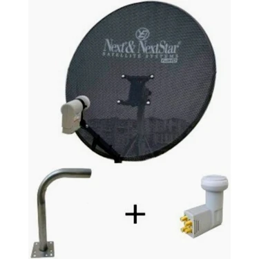 Nextstar Gold Çanak Anten  80 cm Delikli Gri 4'lü Lnb ve L Demir Duvara Montaj ile