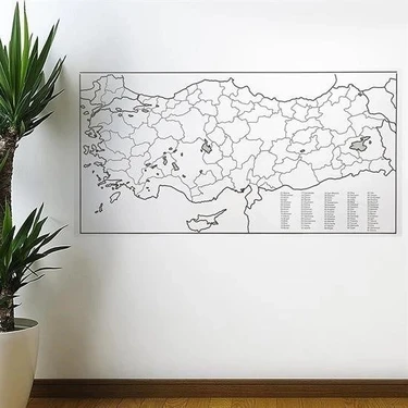 MiraLive Yazılabilir Türkiye Haritası Manyetik Duvar Stickerı 110 x 56