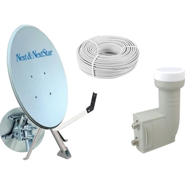 Next 80 cm Next Nextstar Ofset Çanak Anten Full Set+Ikili Lnb+ 25 mt Anten Kablosu