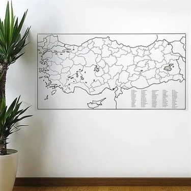 İsmiyle Al Yazılabilir Türkiye Haritası Manyetik Duvar Stickerı 110 x 56