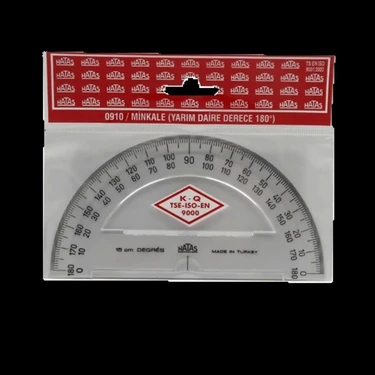 Hatas Cetvel 090 Minkale Yarım Daire 80 Derece 15 cm Ölçülerle Kullanıma