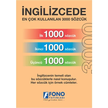 Fono Yayınları Fono İngilizcede En Çok Kullanılan 3000 Sözcük Ciltsiz Kitap İlkokul Sınıfı