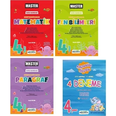 Okyanus Yayınları 4. Sınıf Master Matematik + Fen Bilimleri + Paragraf + Paket Deneme Seti