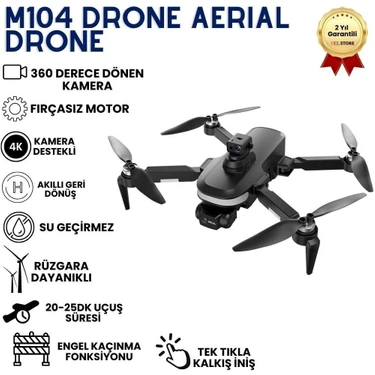 Hızlı Store M104 Drone,Fırçasız Motorlu, Engel aşabilen,Uzun Aydınlatmalı,Brushless motorlu 4K