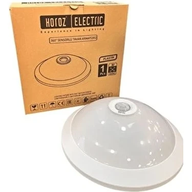 Uzmlight Horoz 400-020-143 Plastik 360° Sensörlü Tavan Armatürü Beyaz 2XE27 (Beyaz Kasa)