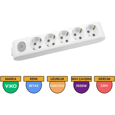 Viko Klemensli Anahtarlı ve Topraklı 5'li