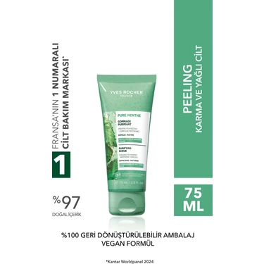 Yves Rocher Yüz Peelingi-Karma,yağlı, Sivilce Eğilimli Cilt-Pure Menthe Arındırıcı Botanik Kompleks