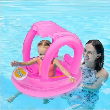 Tenteli Güneş Korumalı Baby Float Oturaklı Bebek Flatörü 72 Cm-Ayak Geçmeli Bebek Yüzme