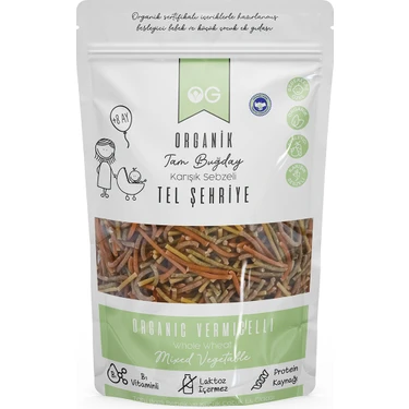 OG natural Organik Karışık Sebzeli Tam Buğday Tel Şehriye 180 Gr +8