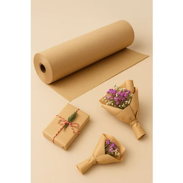 Oli Art  50 cm x 10 M Rulo Kraft Kağıt - Hediye Paketi, Çiçek Sarımı, Ambalaj, Kargo Paketleme, El