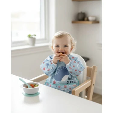 Bebechi Laura Baby Uzun Kollu Sıvı Geçirmez Mama ve Aktivite