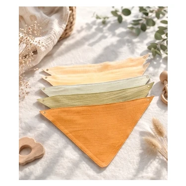 Enhitbaby 5 Adet Sıvı Geçirmez Müslin Fular Önlük Set, %100 Pamuk,