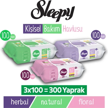 Sleepy Kişisel Bakım Havlusu Karma Paket 3X100 (300