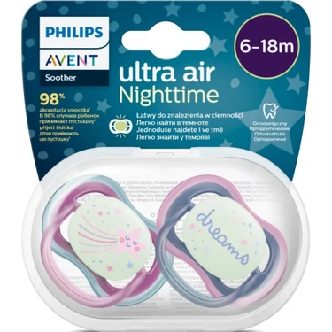 Philips Avent Ultra Air Gece Emziği 6-18 Ay, 2'li Kız,