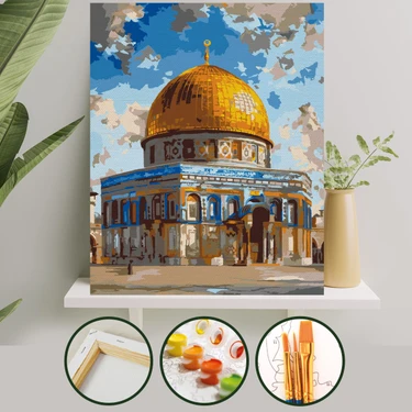 SaSayılarla Boyama 40x50 CM Tuval Seti Fırça Boya Dahil Çıtaya Gerili - Mescid-i